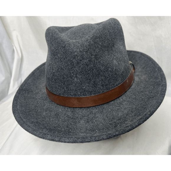 Pendleton 100% Virgin Wool Gray Grey Fedora Style XL 7 1/2 to 7 3/4 Hat X-Large - Picture 3 of 9